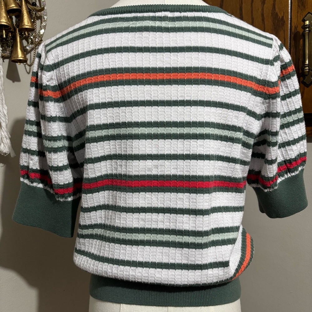 Vintage Striped Knit Short Sleeve Sweater Size Medium Liz Claiborne - Picture 5 of 7